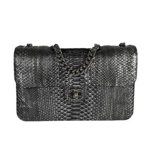 Chanel Black & Gray Python Pondicherry Flap Bag